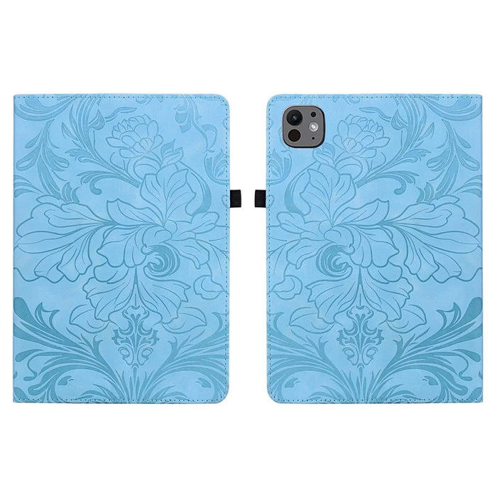 For iPad Pro 11 (2025) / (2024) Case Floral Pattern Folio PU Leather Tablet Cover with Card Slots - Baby Blue - 1