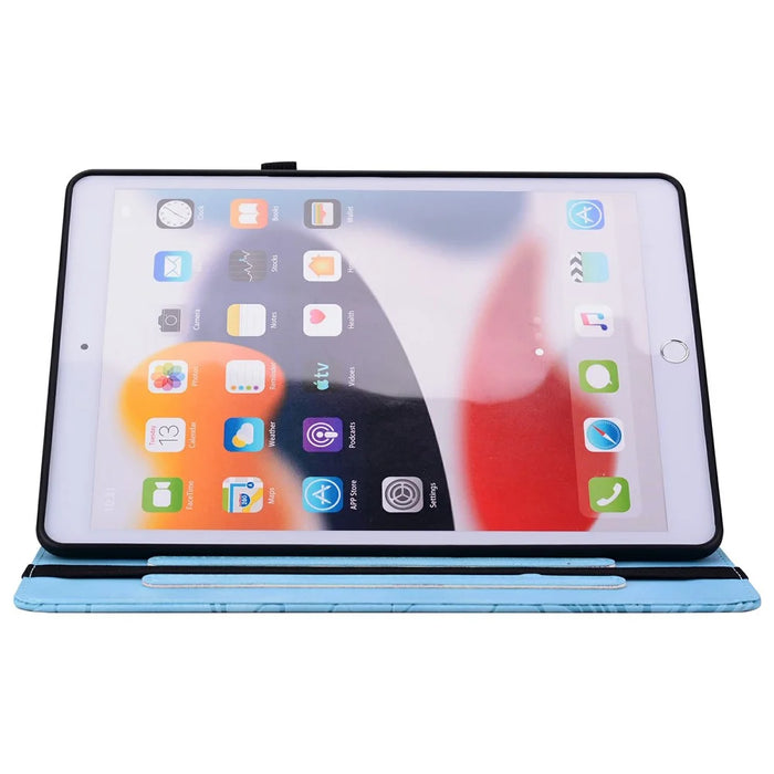 For iPad Pro 11 (2025) / (2024) Case Floral Pattern Folio PU Leather Tablet Cover with Card Slots - Baby Blue - 4