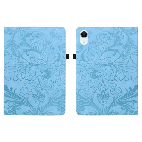 For iPad mini (2024) / (2021) Case Floral Pattern Folio PU Leather Tablet Cover with Card Slots - Baby Blue - 1