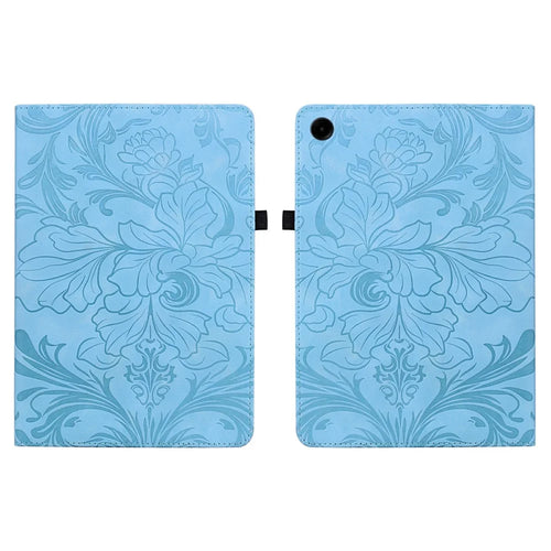 For Samsung Galaxy Tab A11+ Case Floral Pattern Folio PU Leather Tablet Cover with Card Slots - Baby Blue - 1
