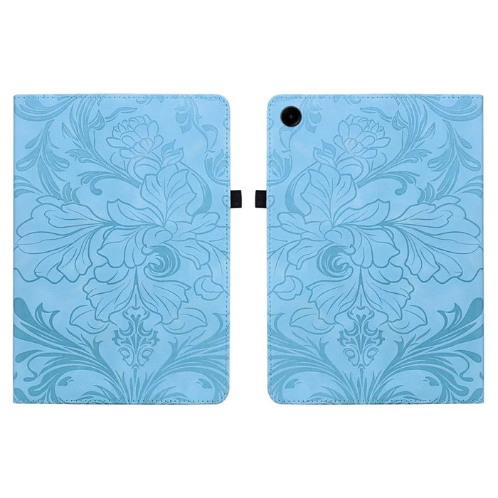 For Samsung Galaxy Tab A11+ Case Floral Pattern Folio PU Leather Tablet Cover with Card Slots - Baby Blue - 1