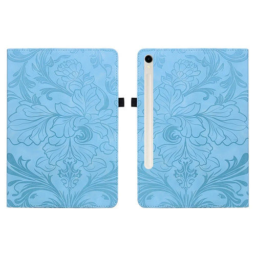 Tablet Case For Samsung Galaxy Tab S10 FE / S10 Lite / S9 / S9 FE Floral Pattern Folio PU Leather Cover with Card Slots - Baby Blue - 1