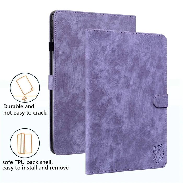 For Samsung Galaxy Tab A7 10.4 (2022) / (2020) Case Stand Card Slot PU Leather Tiger Pattern Tablet Case - Purple - 7