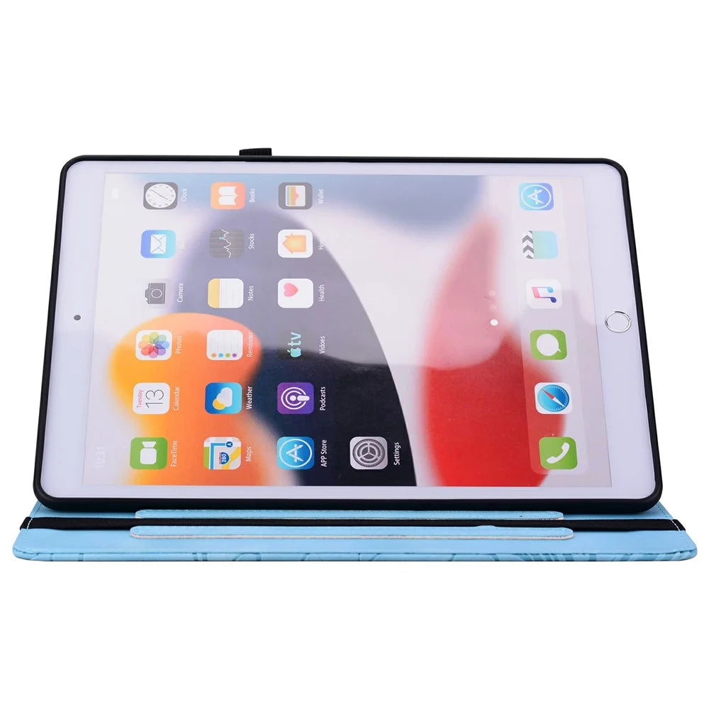 For Samsung Galaxy Tab S10 FE+ Case Floral Pattern Folio PU Leather Tablet Cover with Card Slots - Baby Blue - 4