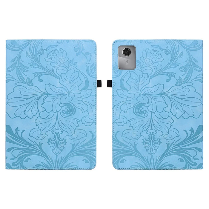 For Lenovo Tab M11 / Xiaoxin Pad 11 2024 Case Floral Pattern Folio PU Leather Tablet Cover with Card Slots - Baby Blue - 1