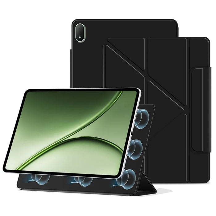 For OnePlus Pad 3 Pro Y-type Stand Cover Anti-scratch Magnetic PU Leather Tablet Case - Black - 1