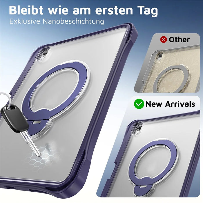 For iPad (2025) / iPad 10.9 (2022) Case Rotating Kickstand PC + TPU Shockproof Tablet Cover - Navy Blue - 5