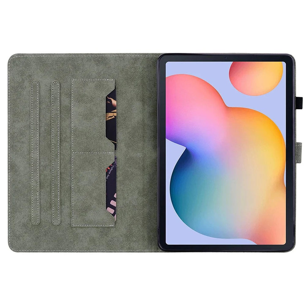 For Samsung Galaxy Tab S6 Lite (2020) / (2022) / (2024) Case Cute Stand Card Slot PU Leather Tablet Cover - Black - 2