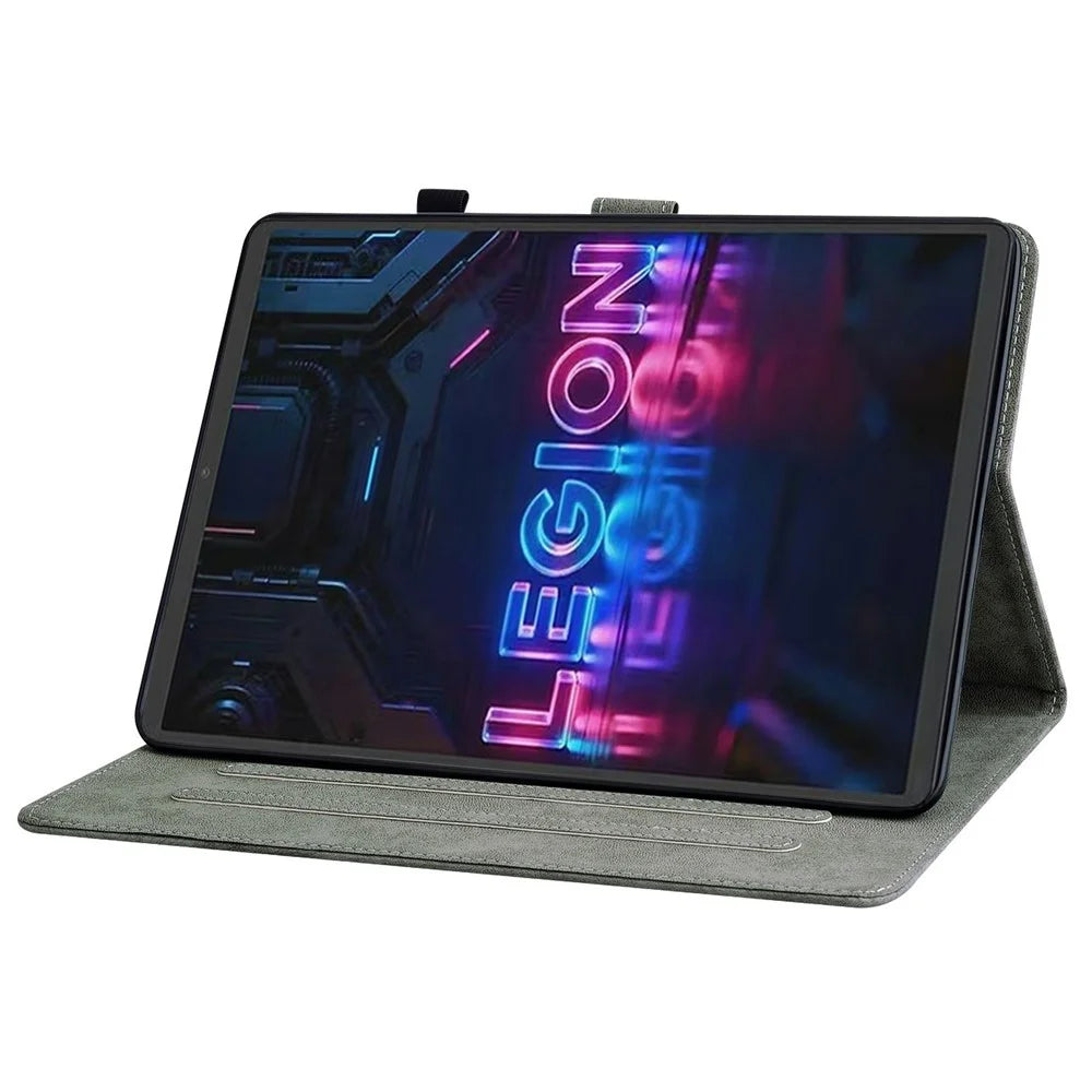 For Lenovo Tab Gen 5 / Legion Y700 (Gen 5) Case Tiger Imprint Anti-Scratch PU Leather Tablet Cover - Grey - 2