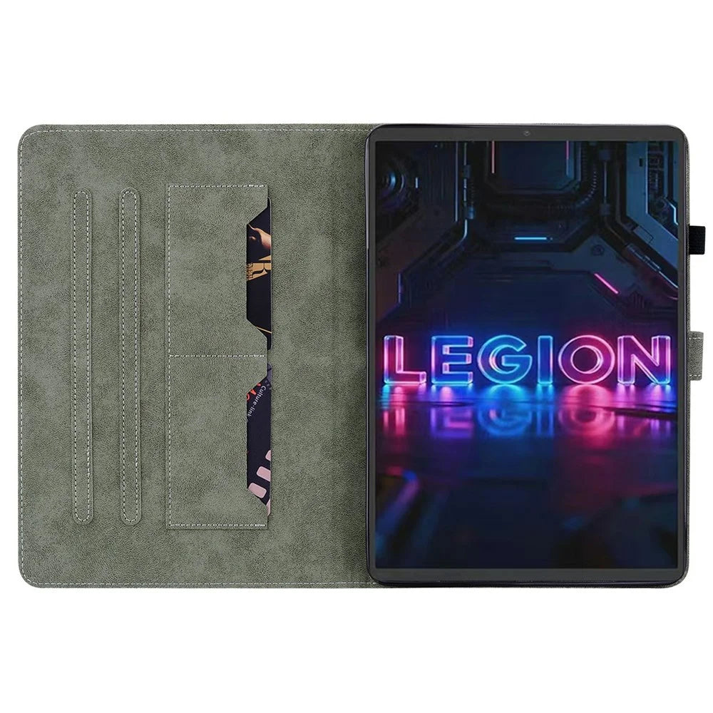 For Lenovo Tab Gen 5 / Legion Y700 (Gen 5) Case Tiger Imprint Anti-Scratch PU Leather Tablet Cover - Grey - 3