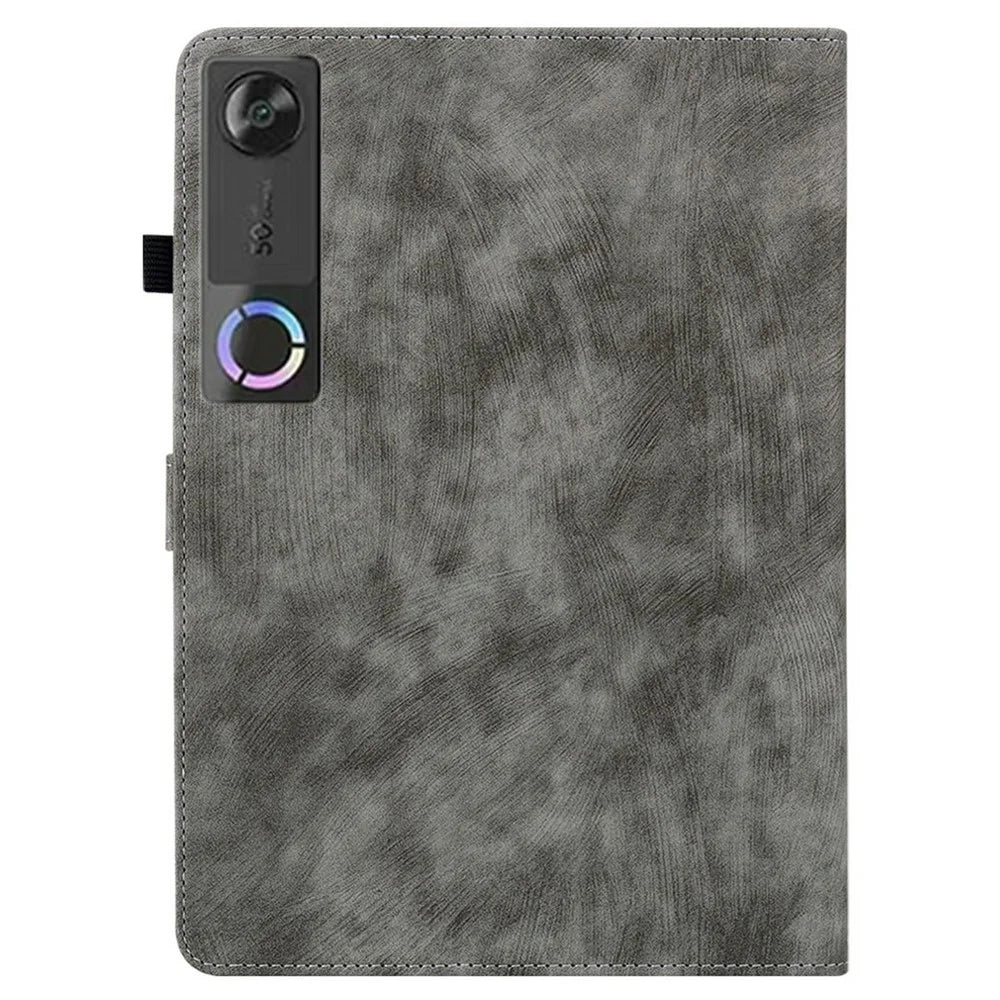 For Lenovo Tab Gen 5 / Legion Y700 (Gen 5) Case Tiger Imprint Anti-Scratch PU Leather Tablet Cover - Grey - 6