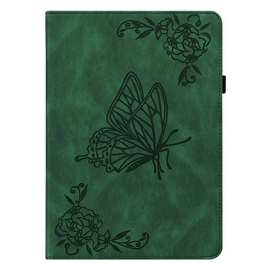 For Lenovo Tab Gen 5 / Legion Y700 (Gen 5) Case Butterfly Flower Imprint PU Leather Tablet Cover with Card Slots - Green - 5