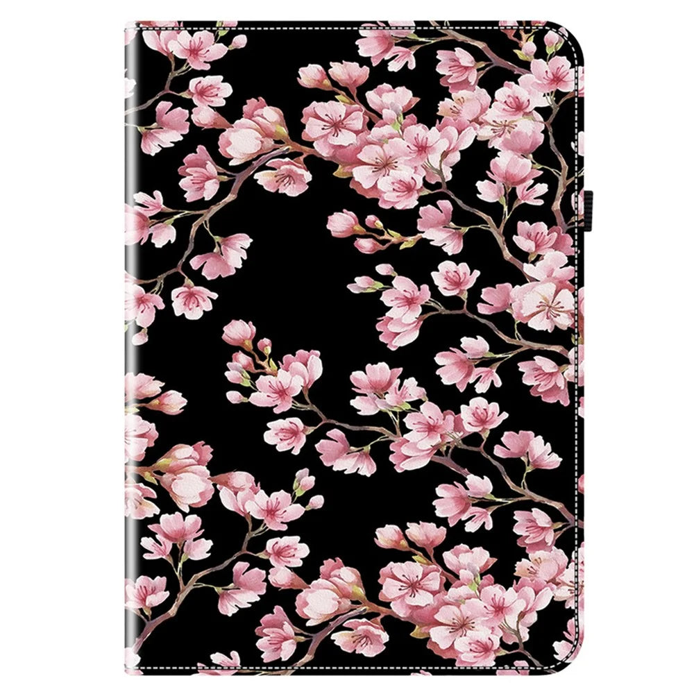 For Lenovo Tab Gen 5 / Legion Y700 (Gen 5) Leather Case Pattern Printed Stand Tablet Cover with Card Slots - Plum Blossom - 5