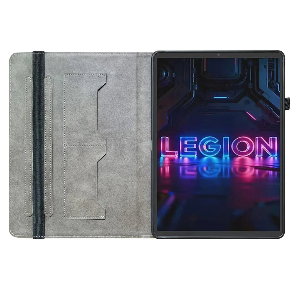For Lenovo Tab Gen 5 / Legion Y700 (Gen 5) Leather Case Pattern Printed Stand Tablet Cover with Card Slots - Lion Head - 3