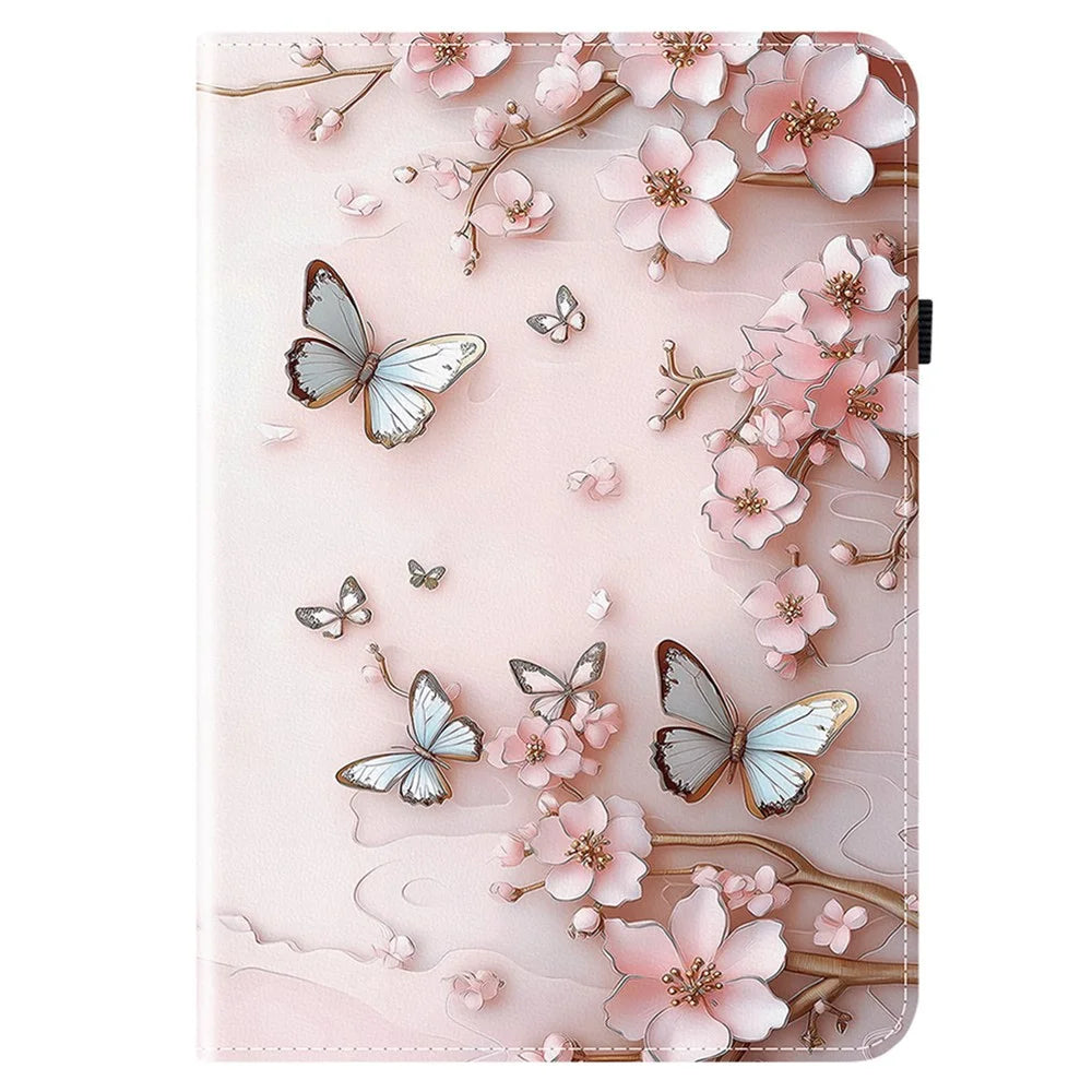 Leather Case For Lenovo Tab Gen 5 / Legion Y700 (Gen 5) Pattern Printed Stand Tablet Cover with Card Slots - Pink Butterfly - 5