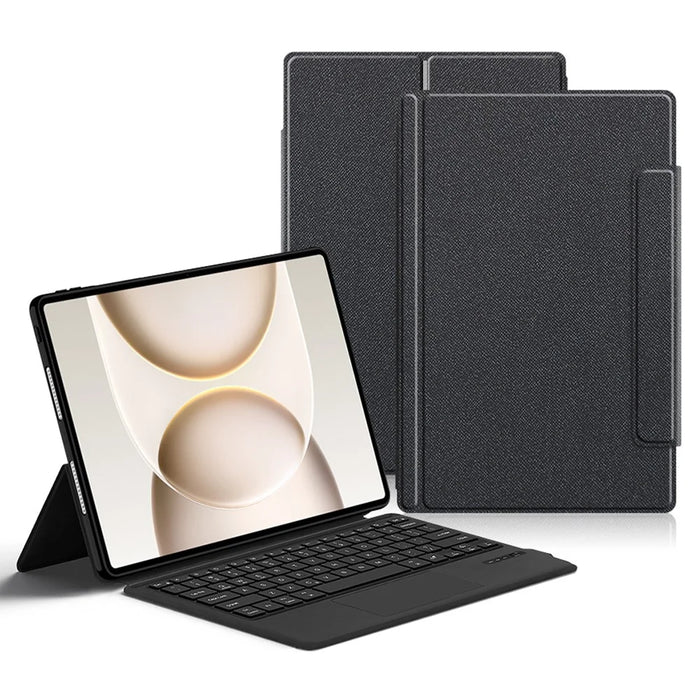For Honor MagicPad 3 Pro 12.3 Leather Case + Touchpad Bluetooth-Compatible Keyboard (without Backlit) - Black - 1