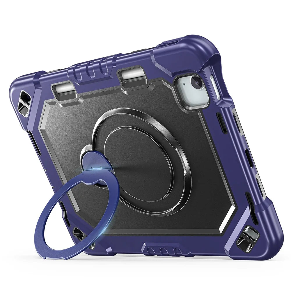 Tablet Case for iPad Air 11 (2026) / (2025) / (2024) / Air (2022) / (2020) / Pro 11 (2022) / (2021) / (2020) / (2018) TPU + PC + Silicone Cover with Kickstand - Navy Blue+Black - 3