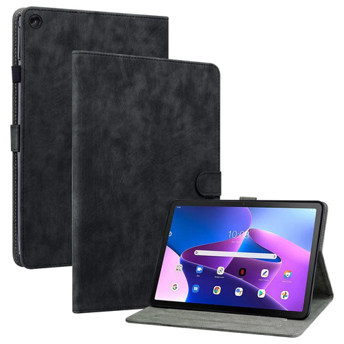 For Lenovo Tab M10 (Gen 3) TB-328FU / TB-328XU TPU+PU Leather Scratch-Proof Case Cute Tiger Pattern Imprinted Tablet Cover with Stand / Card Slot - Black - 1