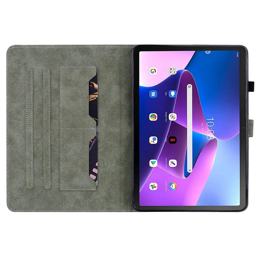 For Lenovo Tab M10 (Gen 3) TB-328FU / TB-328XU TPU+PU Leather Scratch-Proof Case Cute Tiger Pattern Imprinted Tablet Cover with Stand / Card Slot - Black - 2