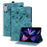 For Lenovo Idea Tab Pro Gen 2 Case Card Slots Leather Tablet Stand Folio Cover Flower Cat - Green - 1