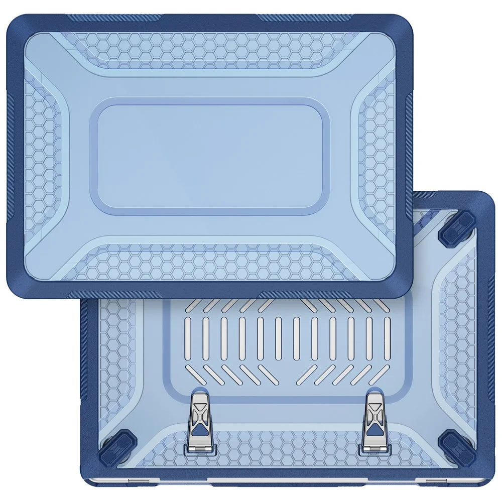 Protective Case with Metal Kickstand for MacBook Air 13 inch (2026) / (2025) / (2024) / (2022) Honeycomb Cooling Design PC+TPU Laptop Cover - Navy Blue - 5