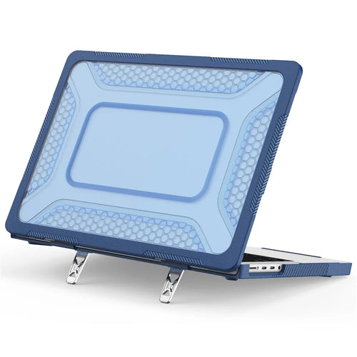 Protective Case with Metal Kickstand for MacBook Pro 14 inch (2026) / (2025) / (2024) / (2023) / (2022) / (2021) Honeycomb Cooling Design PC+TPU Laptop Cover - Navy Blue - 1