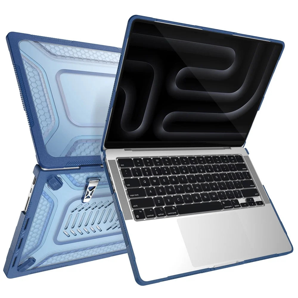 Protective Case with Metal Kickstand for MacBook Pro 14 inch (2026) / (2025) / (2024) / (2023) / (2022) / (2021) Honeycomb Cooling Design PC+TPU Laptop Cover - Navy Blue - 3