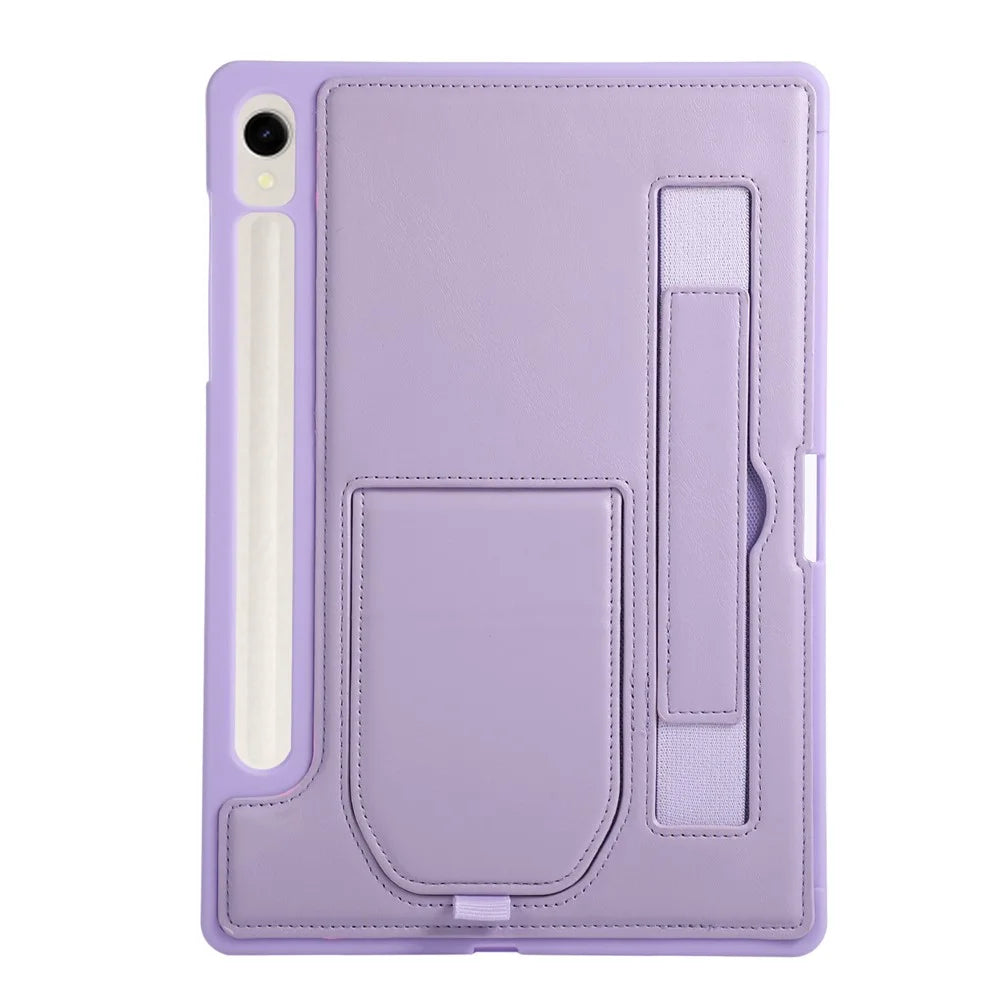 For Samsung Galaxy Tab S9  /  S9 FE  /  S10 Lite  /  S10 FE Case Kickstand PU + TPU Tablet Cover with Wristband   /   Pen Slot - Purple - 2