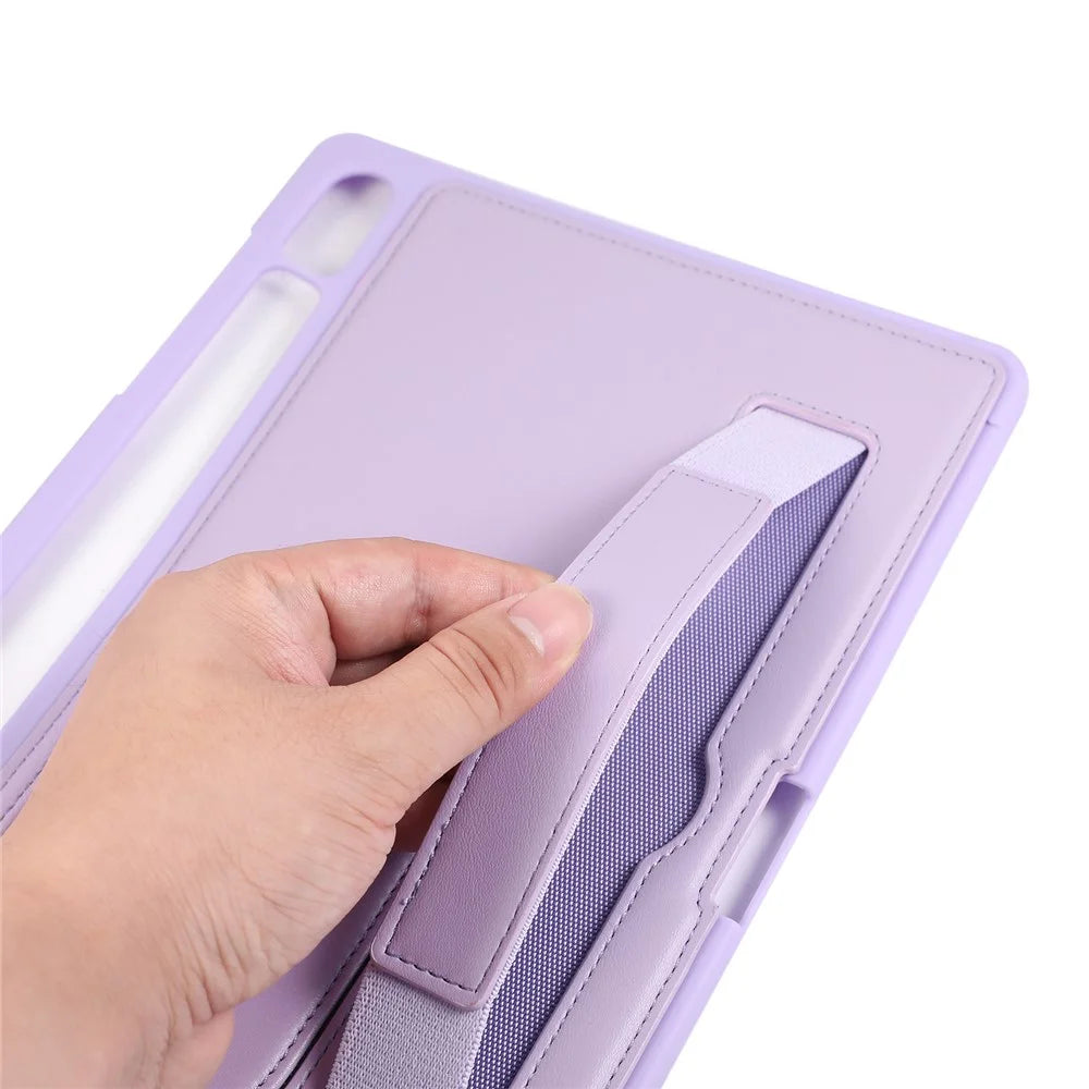 For Samsung Galaxy Tab S9  /  S9 FE  /  S10 Lite  /  S10 FE Case Kickstand PU + TPU Tablet Cover with Wristband   /   Pen Slot - Purple - 4
