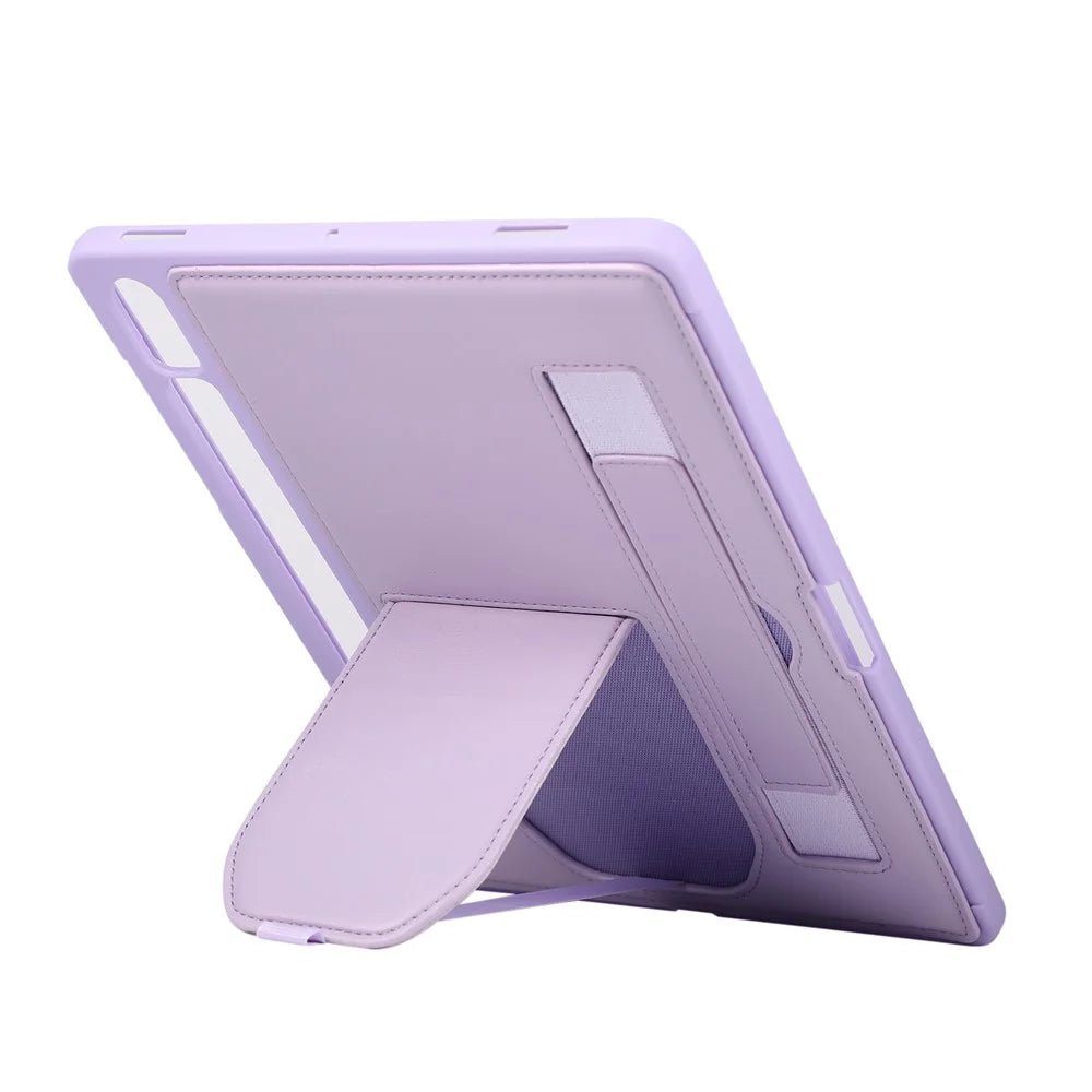 For Samsung Galaxy Tab S9  /  S9 FE  /  S10 Lite  /  S10 FE Case Kickstand PU + TPU Tablet Cover with Wristband   /   Pen Slot - Purple - 5