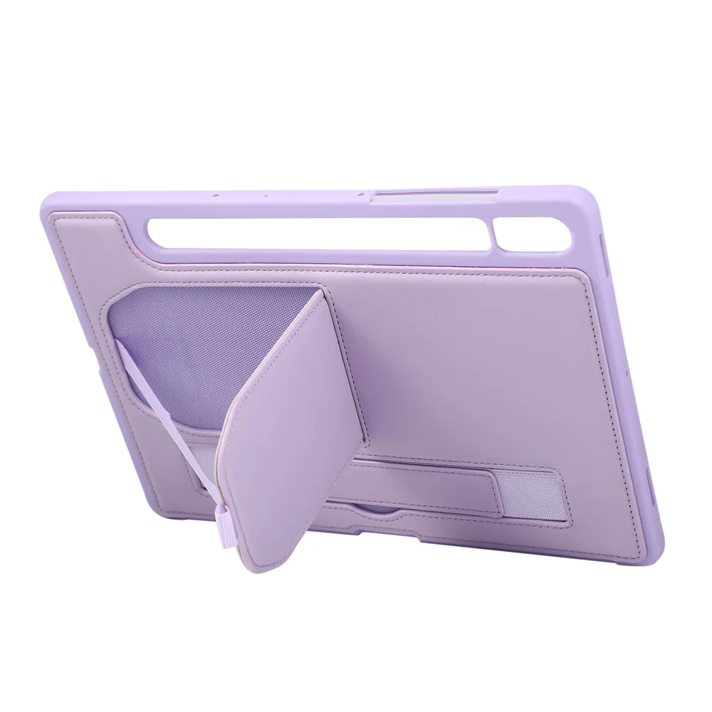 For Samsung Galaxy Tab S9  /  S9 FE  /  S10 Lite  /  S10 FE Case Kickstand PU + TPU Tablet Cover with Wristband   /   Pen Slot - Purple - 6