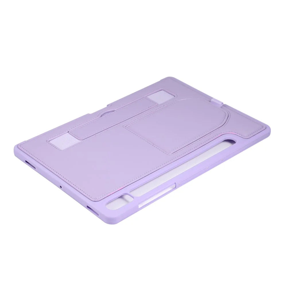 For Samsung Galaxy Tab S9  /  S9 FE  /  S10 Lite  /  S10 FE Case Kickstand PU + TPU Tablet Cover with Wristband   /   Pen Slot - Purple - 7