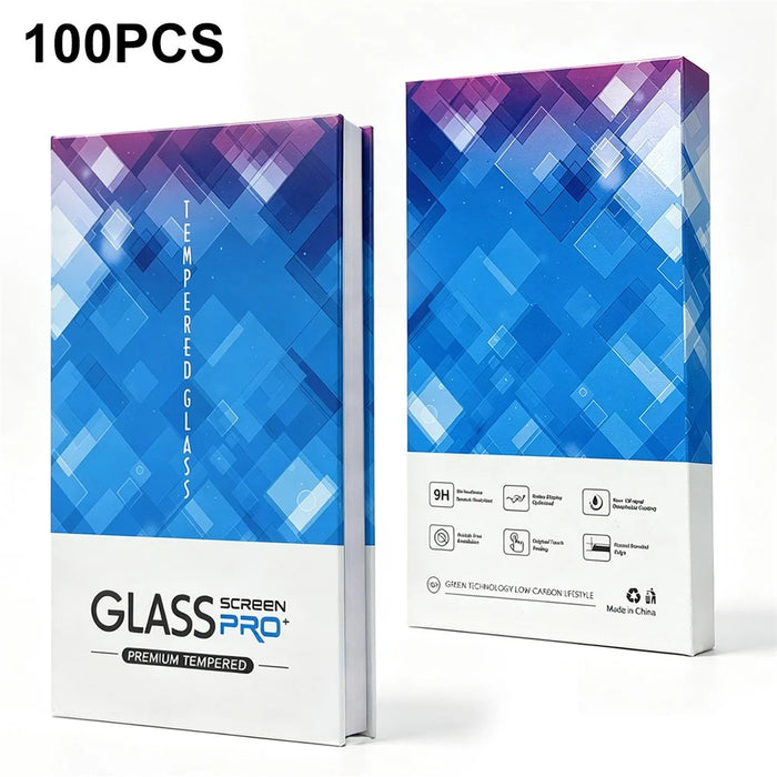 100Pcs 7 inch Tempered Glass Screen Protector Packaging Box Hard Case Bulk Wholesale Storage - Blue - 5