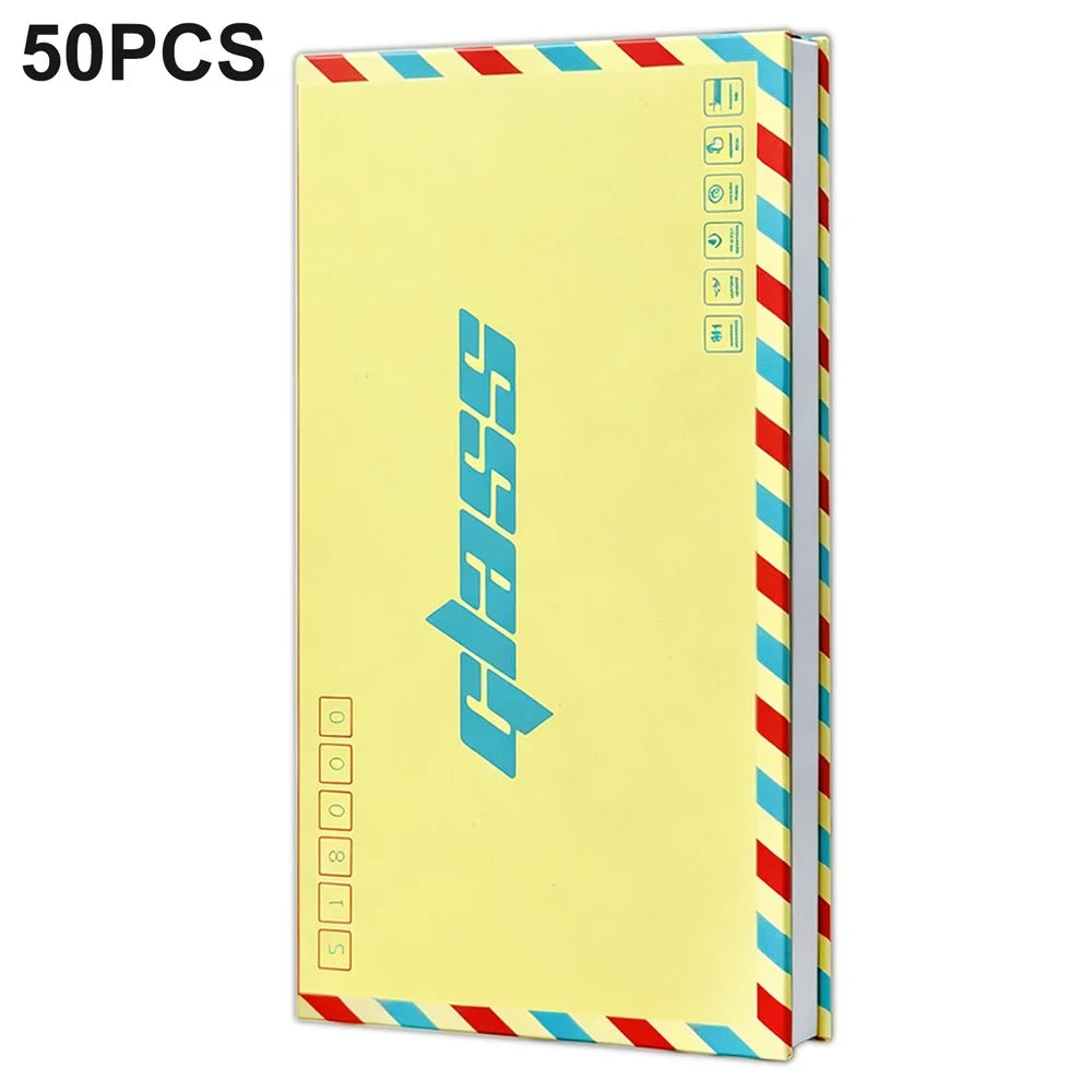 50Pcs 7.5 inch Tempered Glass Screen Protector Packaging Box Envelope Style Cardboard Folding Hard Box - Yellow - 1