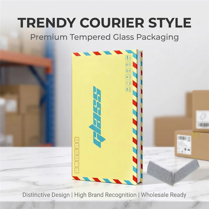 50Pcs 7.5 inch Tempered Glass Screen Protector Packaging Box Envelope Style Cardboard Folding Hard Box - Yellow - 3