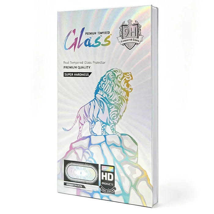 100Pcs 12 inch Tempered Glass Screen Protector Packaging Box Holographic Silver 3D Lion Design Foldable Hard Case - Laser Gradient - 2