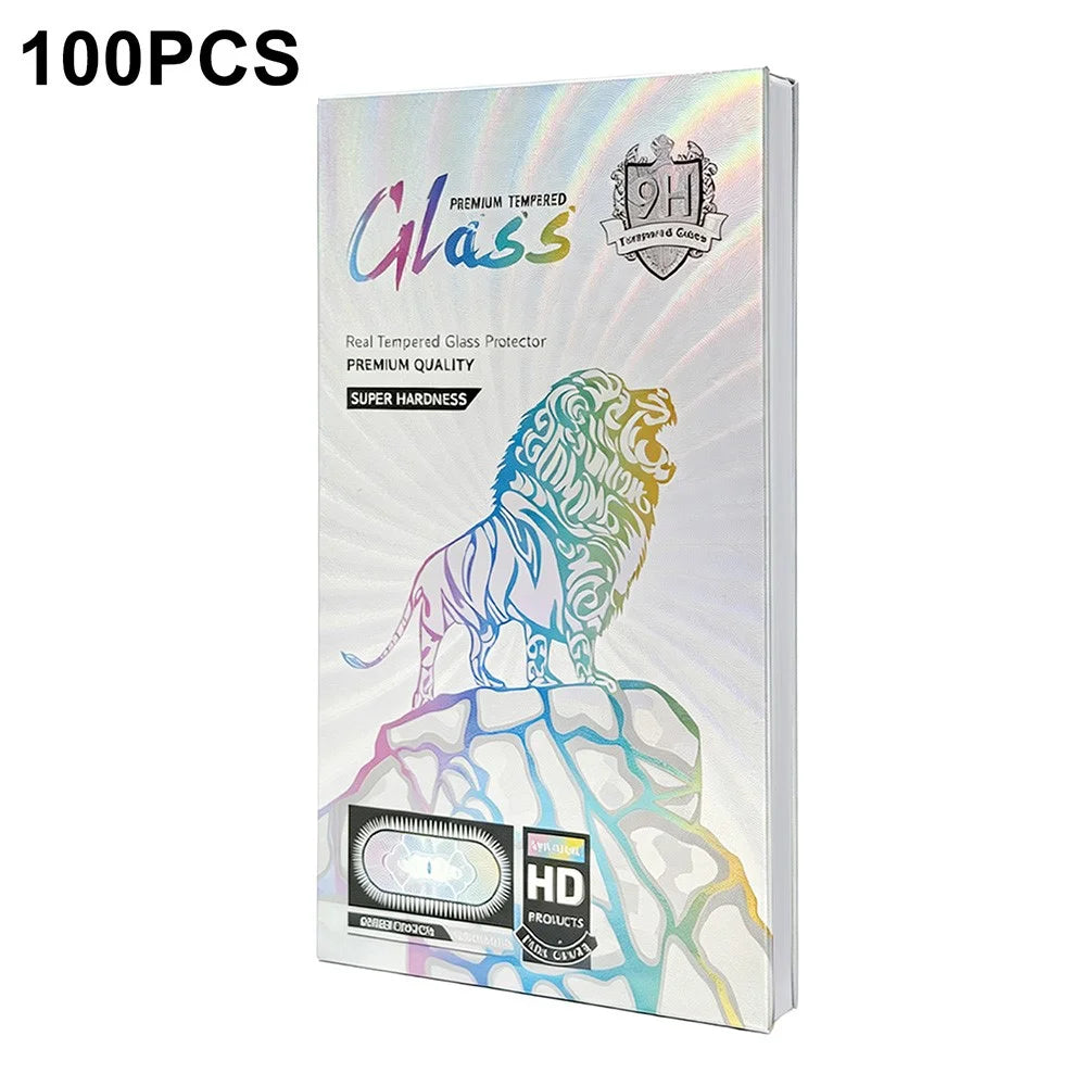 100Pcs 7 inch Tempered Glass Screen Protector Packaging Box Holographic Silver 3D Lion Design Foldable Hard Case - Laser Gradient - 1