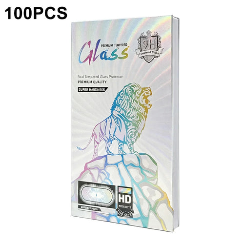 100Pcs 7 inch Tempered Glass Screen Protector Packaging Box Holographic Silver 3D Lion Design Foldable Hard Case - Laser Gradient - 1