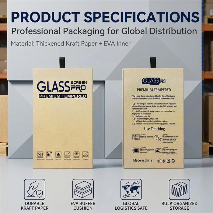 100Pcs 7 inch Kraft Paper Packaging Box for Tempered Glass Screen Protector Flip Hard Box with Hook - Yellow - 2
