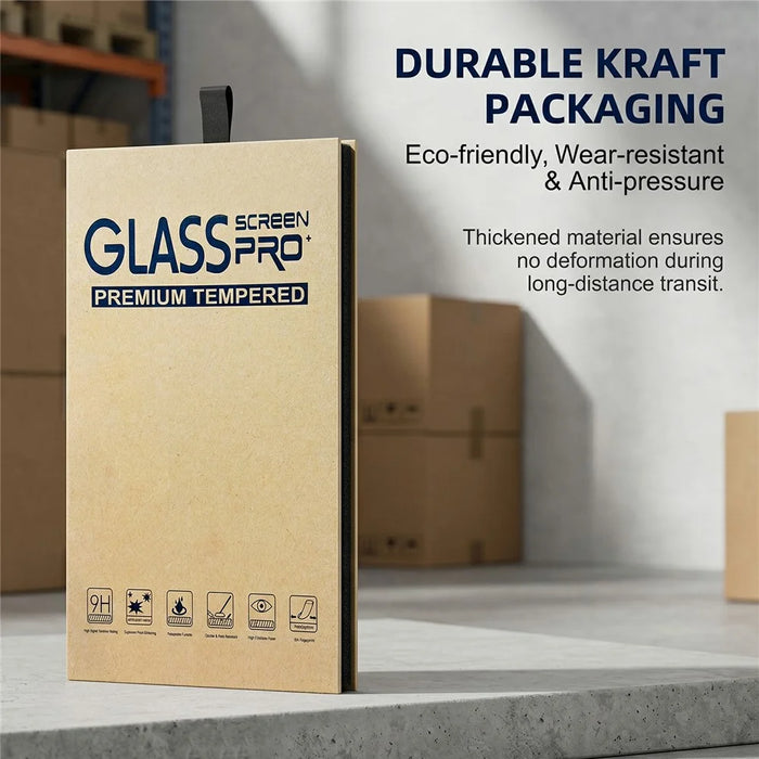 100Pcs 7 inch Kraft Paper Packaging Box for Tempered Glass Screen Protector Flip Hard Box with Hook - Yellow - 5