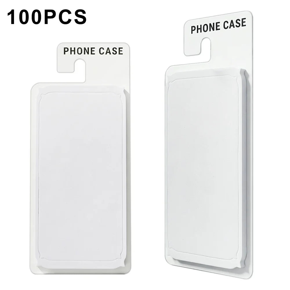 100Pcs 6-6.9 inch Phone Case Packaging Cards Foam Display Backing Hook Hole Retail Cards - White - 1