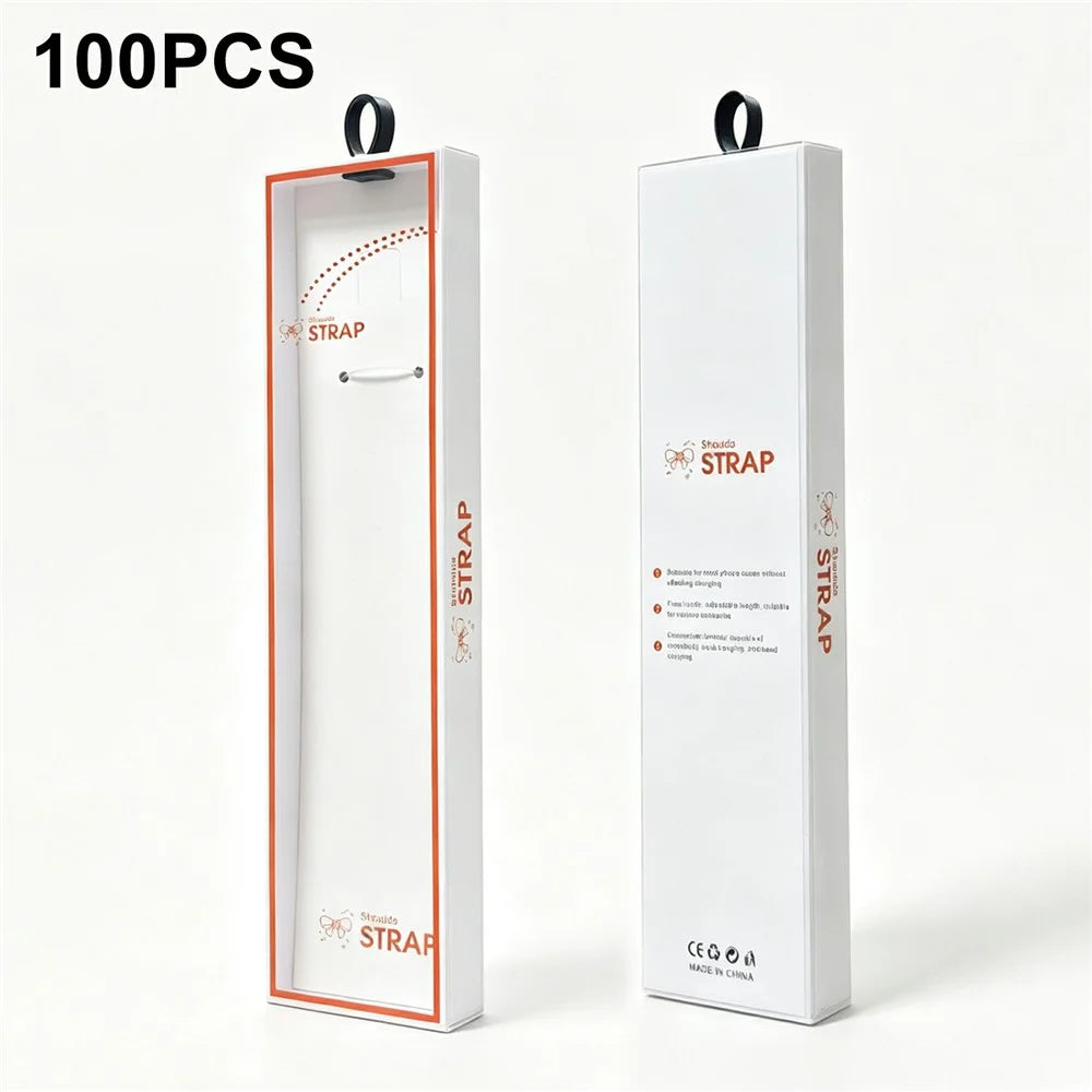 100Pcs Phone Strap Lanyard Packaging Box with Transparent Window for Mobile Phone Accessories - White - 1
