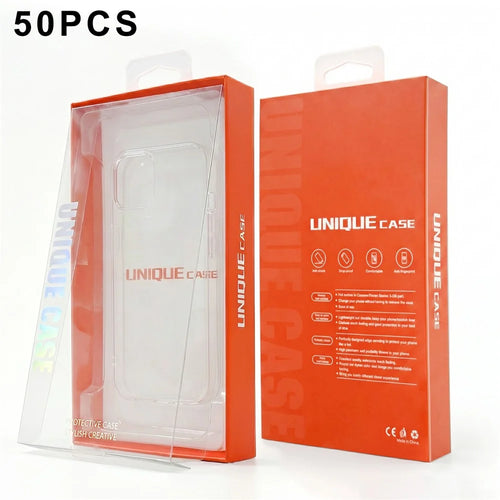 50Pcs 6.1-6.9 inch Phone Case Packaging Box Clear Window Display Retail Package Box - Orange - 1