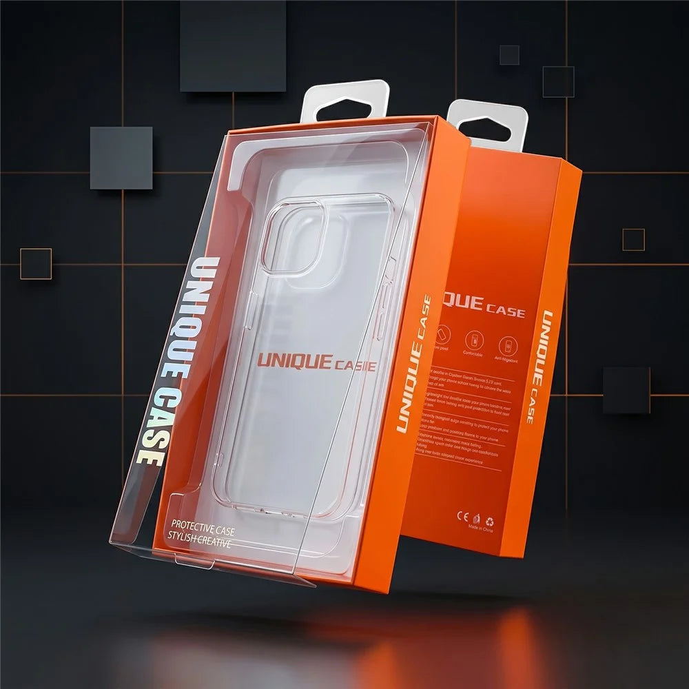 50Pcs 6.1-6.9 inch Phone Case Packaging Box Clear Window Display Retail Package Box - Orange - 4
