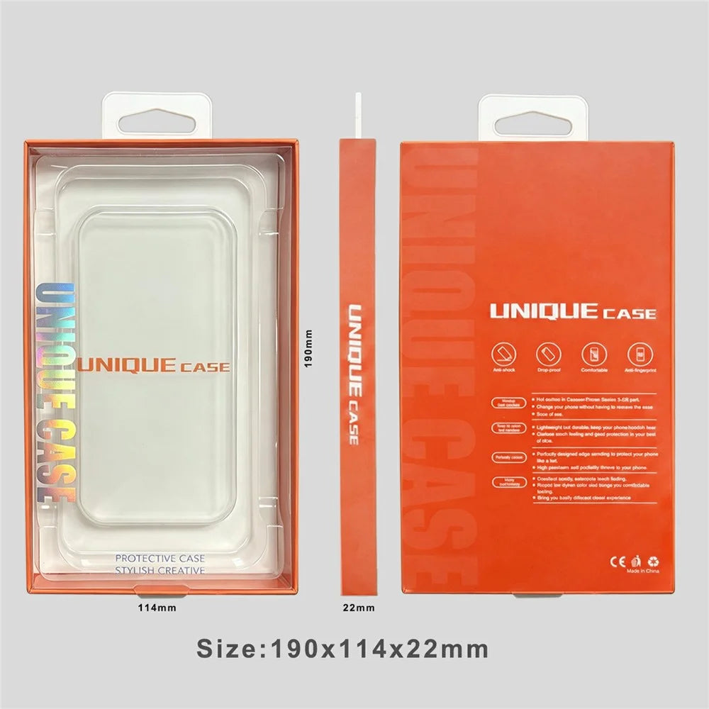 50Pcs 6.1-6.9 inch Phone Case Packaging Box Clear Window Display Retail Package Box - Orange - 5