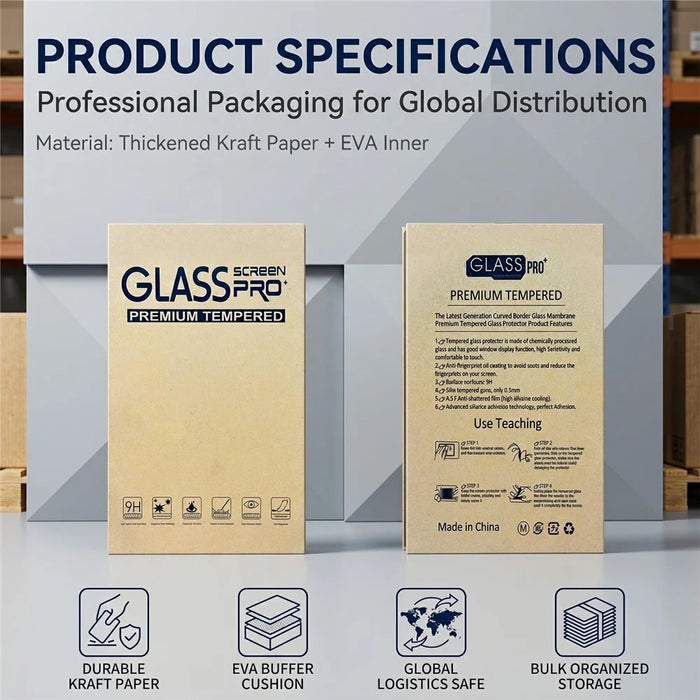 50Pcs 8 inch Packaging Box for Tempered Glass Screen Protector Kraft Paper Foldable Storage Case - Yellow - 4