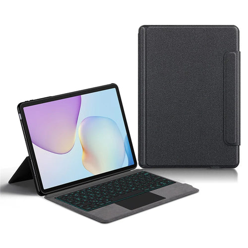 For Huawei MatePad 11.5 (2026) Leather Case + Touchpad Bluetooth-Compatible Keyboard with Backlit - Black - 1