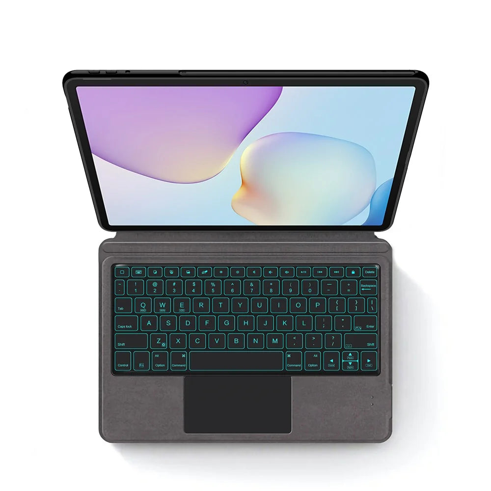 For Huawei MatePad 11.5 (2026) Leather Case + Touchpad Bluetooth-Compatible Keyboard with Backlit - Black - 2