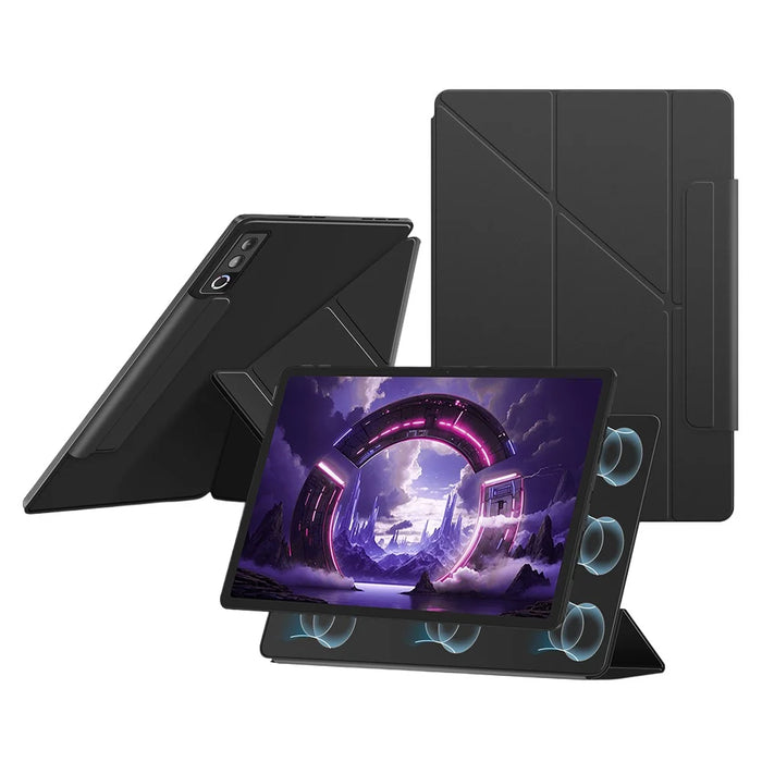 For Lenovo Legion Y900 Y-type Stand Cover Anti-scratch Magnetic PU Leather Tablet Case - Black - 1