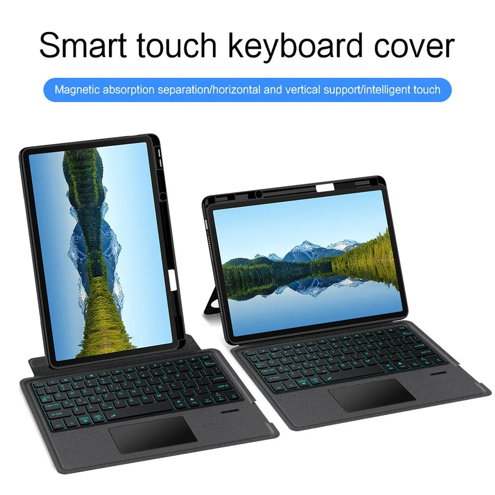For Huawei Qingyun C5 (4rd Gen) Leather Case + Bluetooth-Compatible Keyboard with Backlight Trackpad - Black - 5